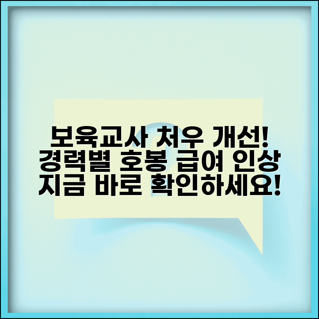 보육교사 호봉표 처우 개선 | 보육교사 경력별 호봉과 급여 인상 현황