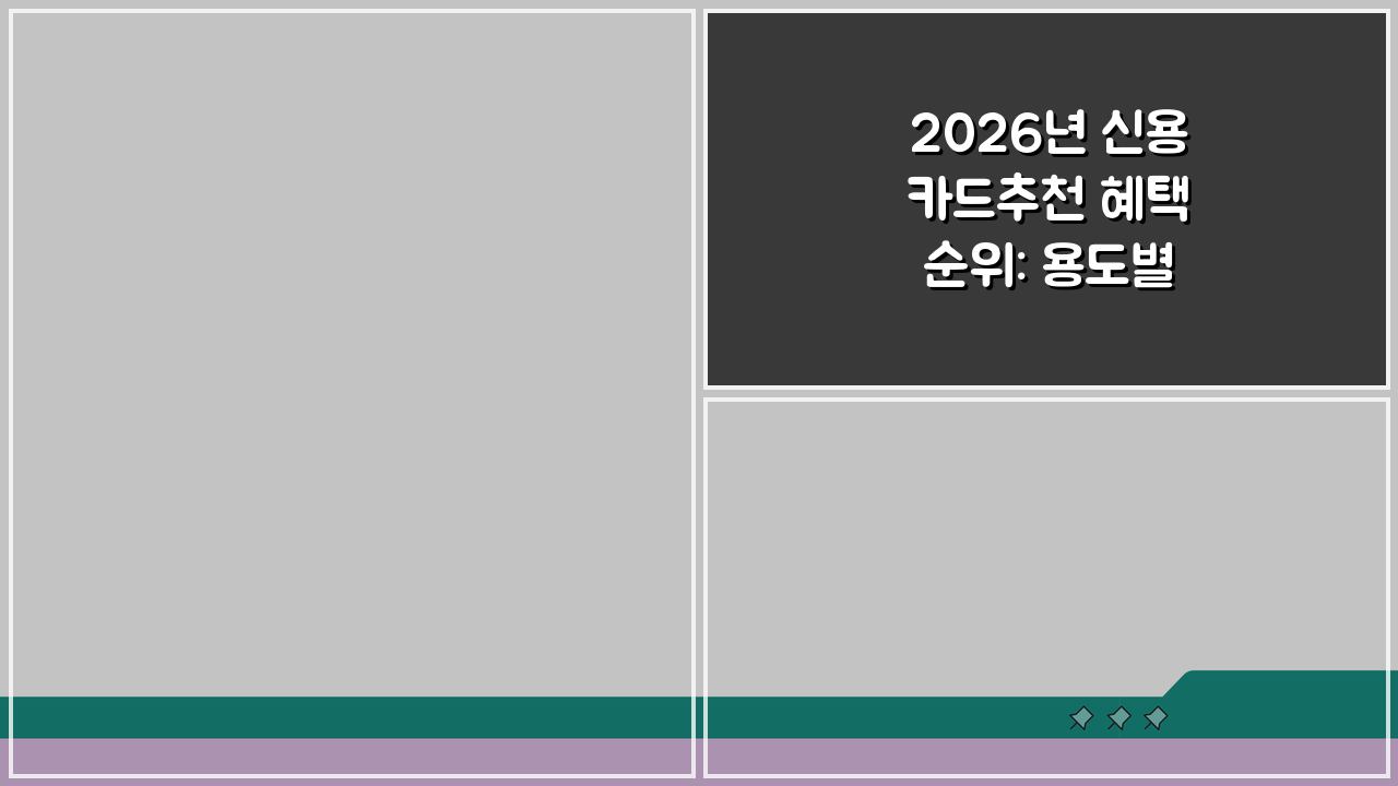 2026년 신용카드추천 혜택 순위: 용도별 최고 카드 완벽 가이드