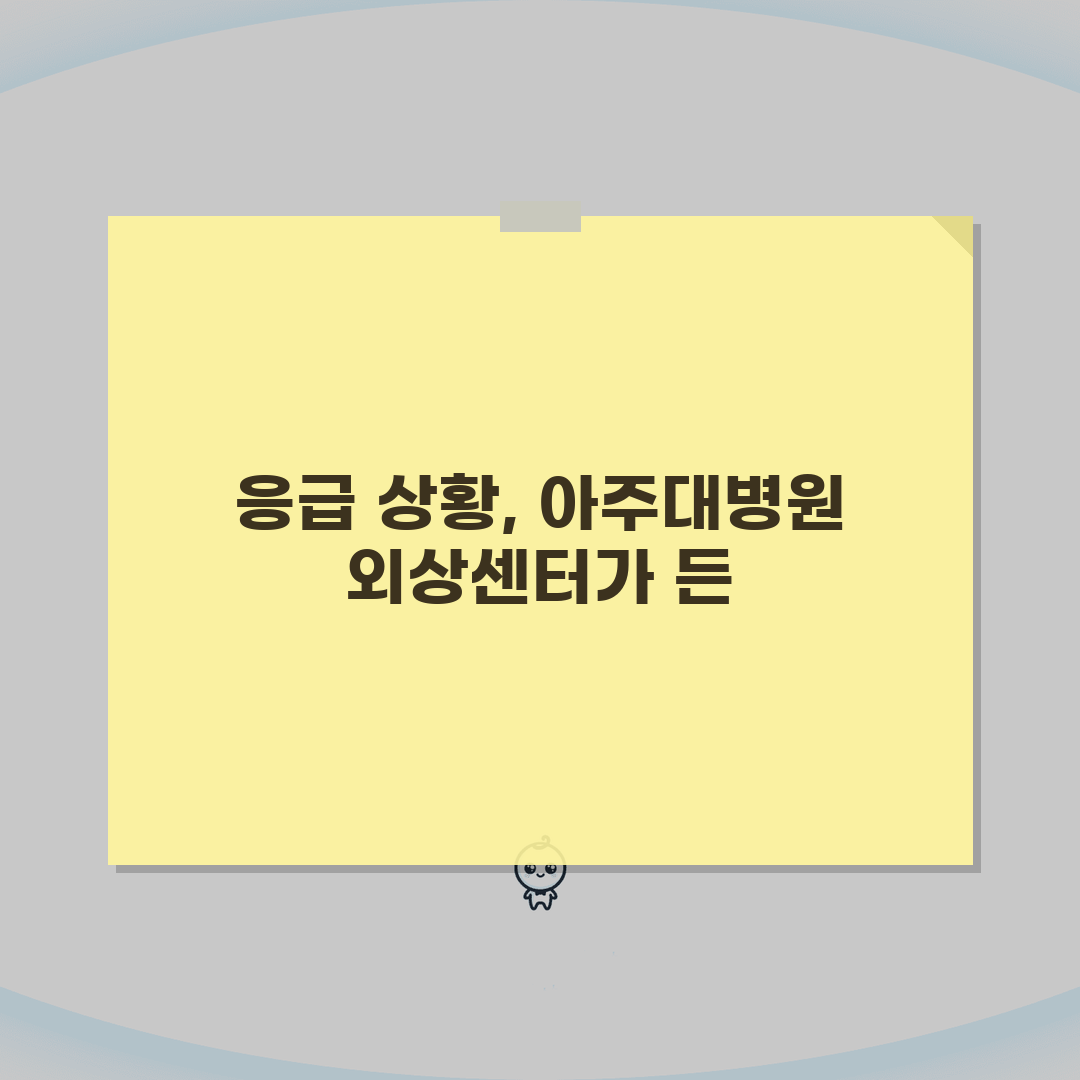 아주대병원 외상센터 이용 가이드 | 응급 상황 대처와 치료 과정 알려드려요!