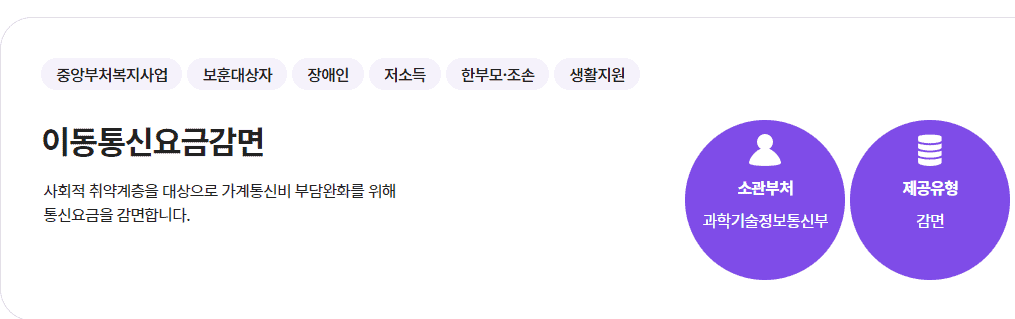 통신비 감면 제도를 안내하는 자료