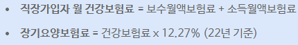 직장가입자의 월 납부 보험료 구성 안내