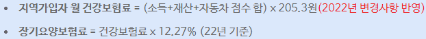 지역가입자의 월 납부 보험료 계산식